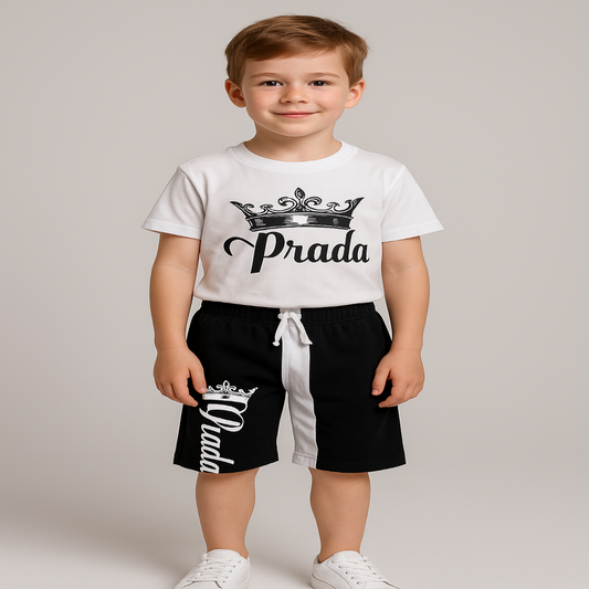 Prada-Inspired Kids Shirt & Short Set – Style Meets Comfort