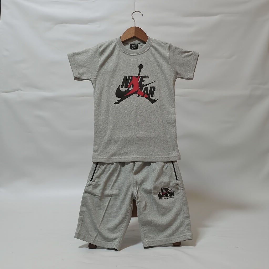 Grey Kids' Tracksuit in soft T-shirt and matching short - Weariums