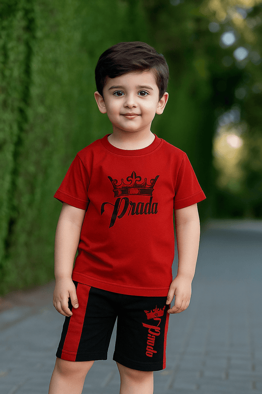 Kids Red Summer Shirt & Short Set - Weariums